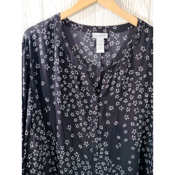 Catherines Womens Blouse 4X Black Star Lightweight FREE SHIPPING! - Picture 6 of 12